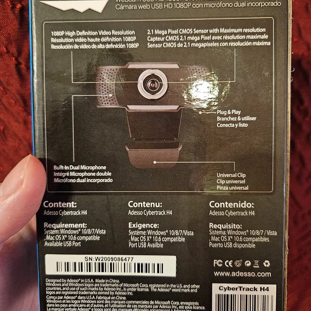 Addesso CyberTrack H4 1080p USB Webcam Built-In Microphone Video Conferencing